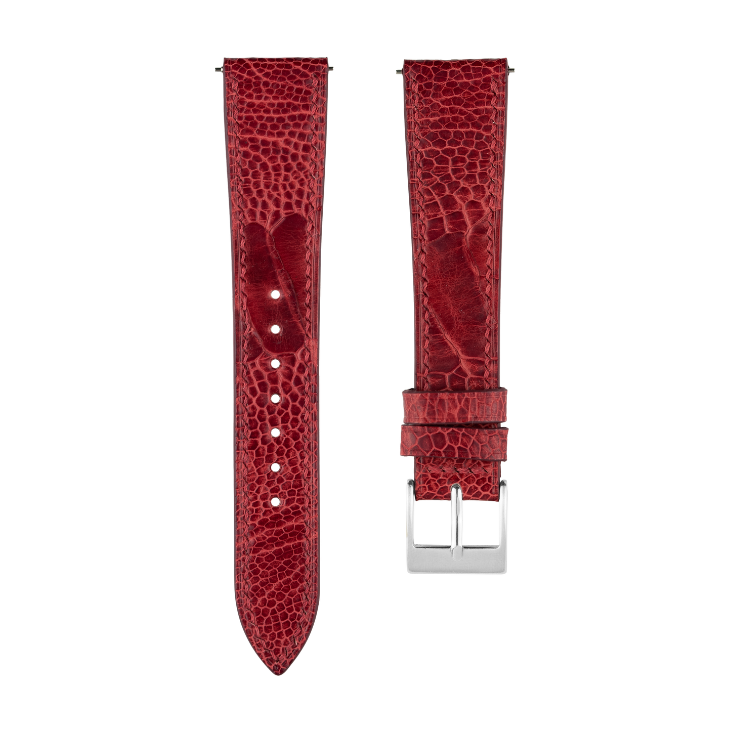 Red Ostrich Leg Watch Strap