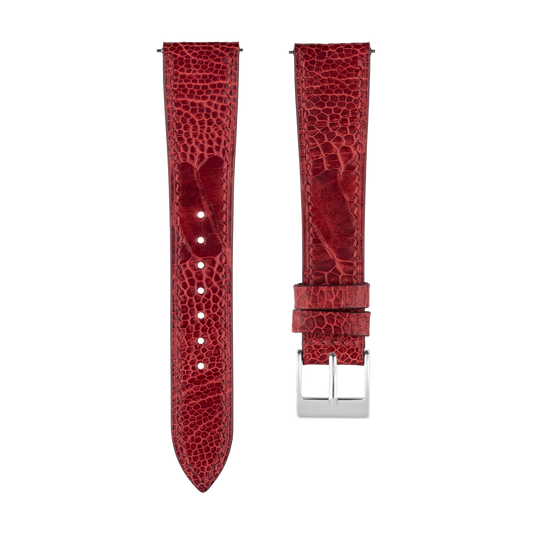 Red Ostrich Leg Watch Strap