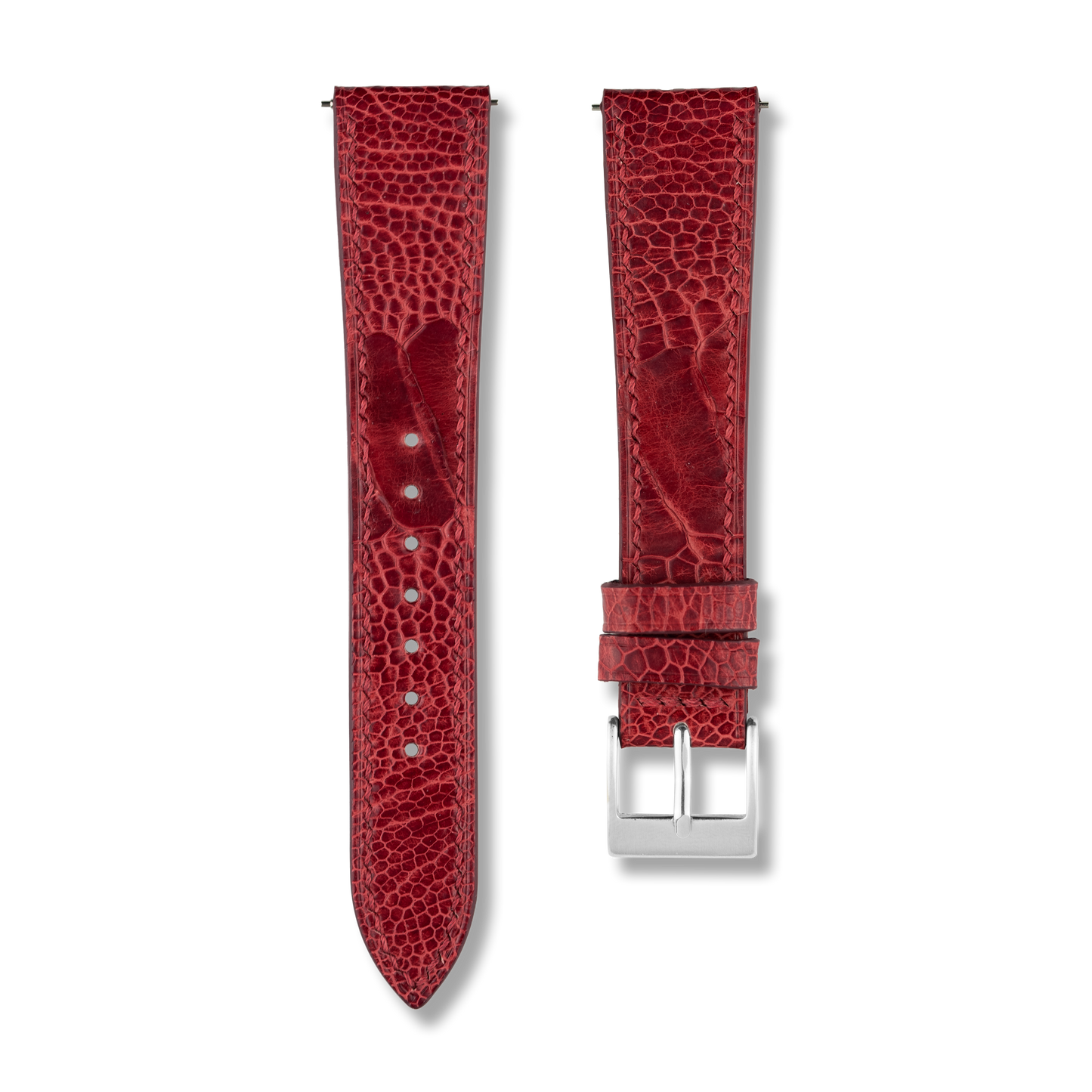 Red Ostrich Leg Watch Strap