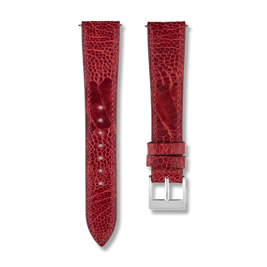 Red Ostrich Leg Watch Strap
