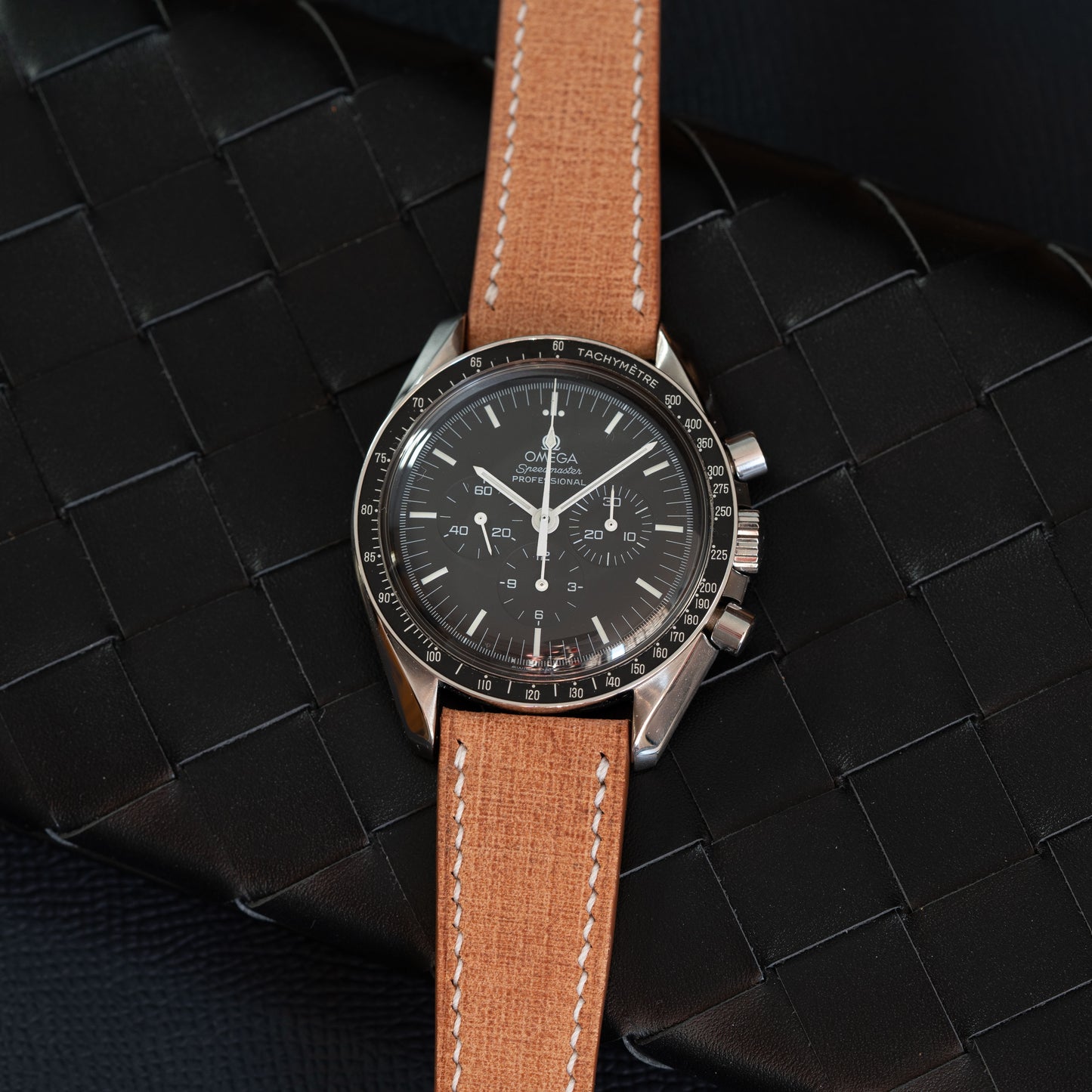 Tan Babele Leather Watch Strap - White Stitch