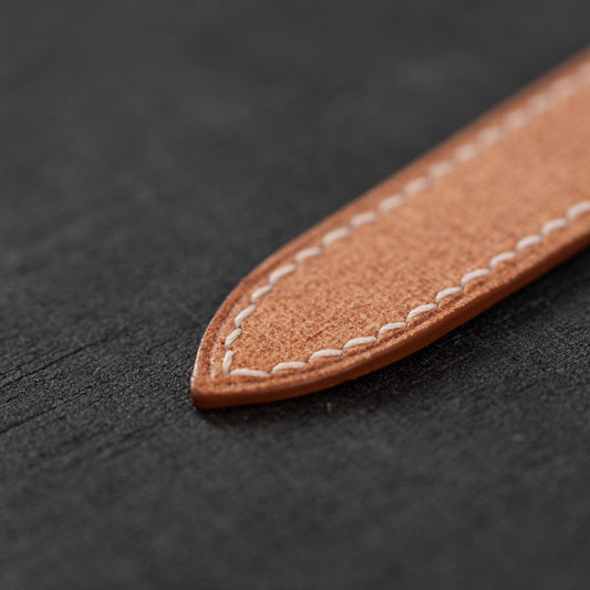 Tan Babele Watch Strap for Cartier Deployment Clasps - White Stitch