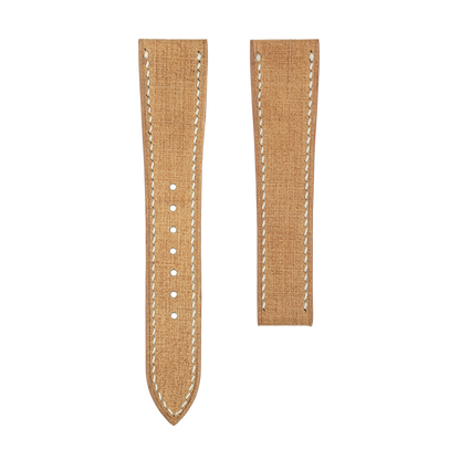Tan Babele Watch Strap for Cartier Deployment Clasps - White Stitch