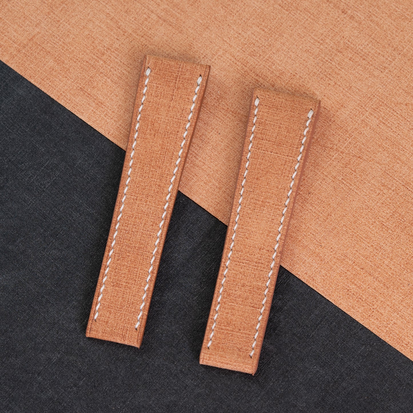 Tan Babele Fixed Length Strap - White Stitch