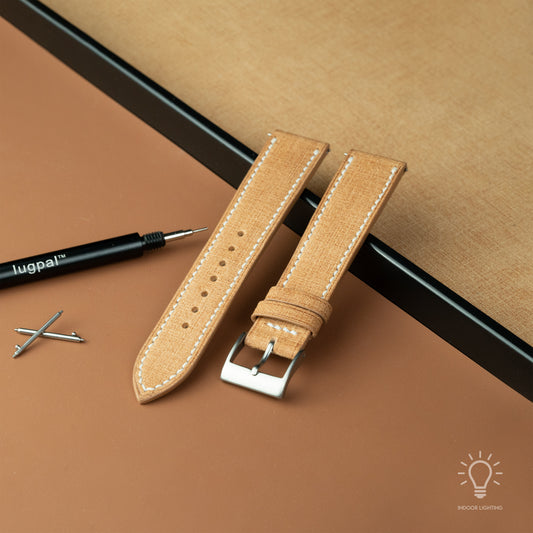 Tan Babele Leather Watch Strap - White Stitch