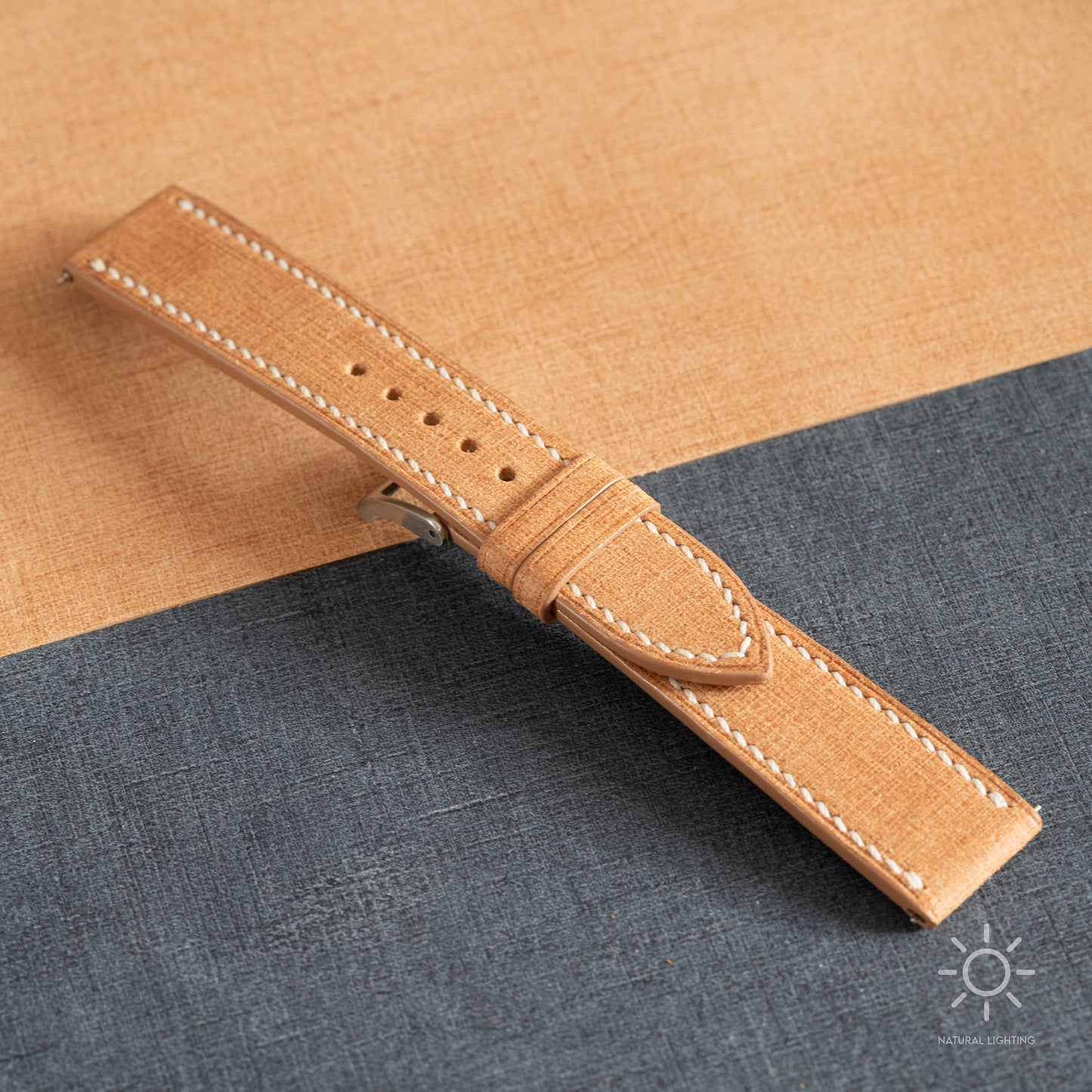 Tan Babele Leather Watch Strap - White Stitch