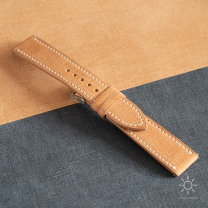 Tan Babele Leather Watch Strap - White Stitch