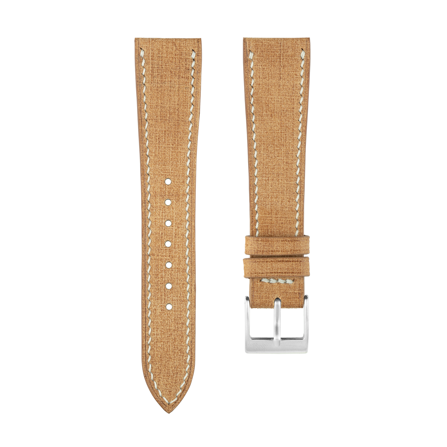Tan Babele Leather Watch Strap - White Stitch