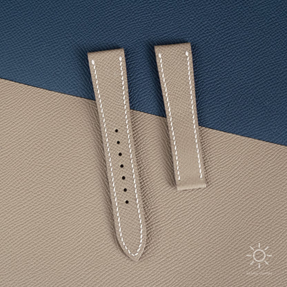 Taupe Epsom Watch Strap for Cartier Deployment Clasps - White Stitch