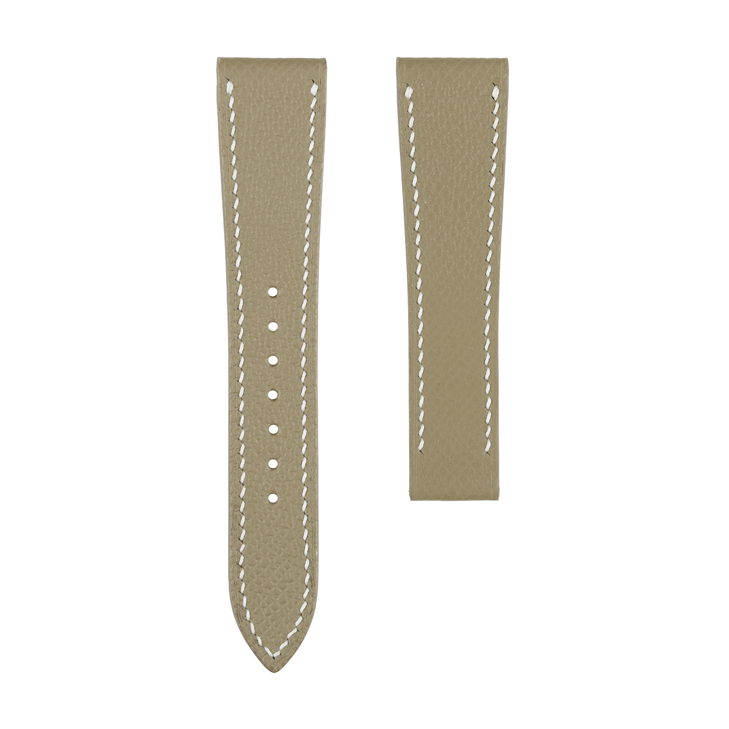 Taupe Epsom Watch Strap for Cartier Deployment Clasps - White Stitch
