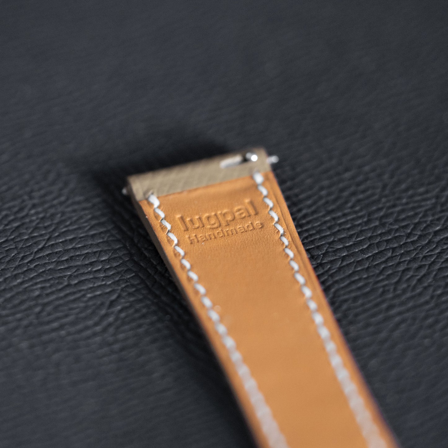 Taupe Epsom Watch Strap - White Stitch