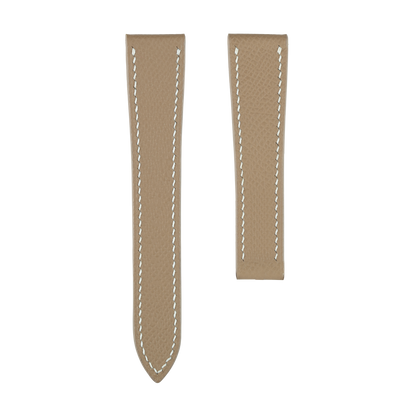 Taupe Epsom Strap for Tag Heuer Deployant Clasps - White Stitch