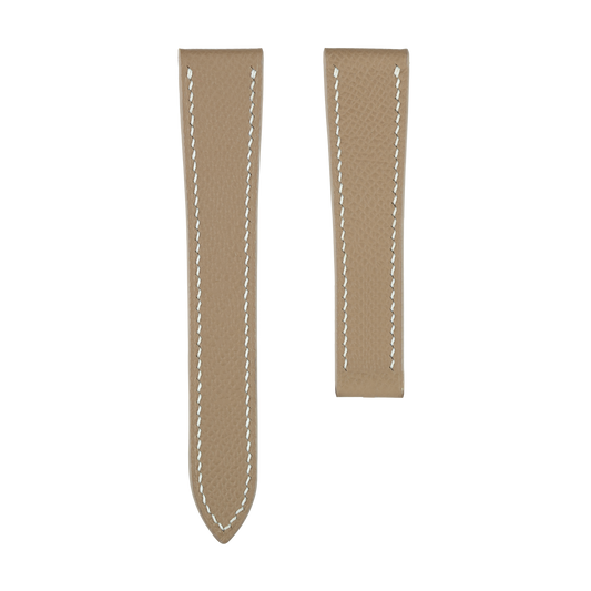 Taupe Epsom Single Fold Watch Strap for Cartier Deployant Clasps - White Stitch