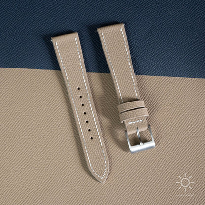 Taupe Epsom Watch Strap - White Stitch