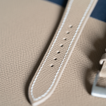 Taupe Epsom Watch Strap - White Stitch