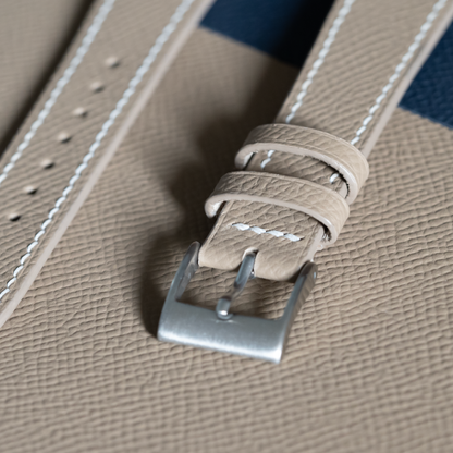 Taupe Epsom Watch Strap - White Stitch