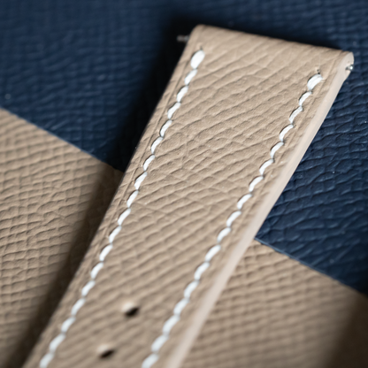 Taupe Epsom Watch Strap - White Stitch