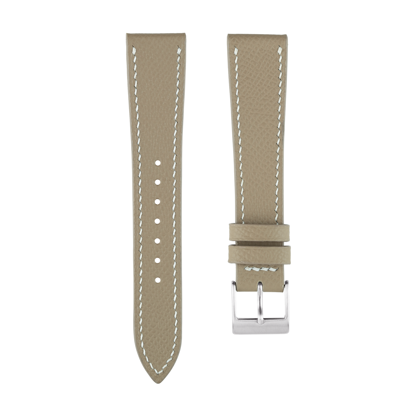 Taupe Epsom Watch Strap - White Stitch