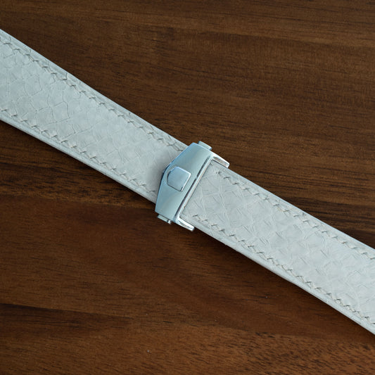 White Salmon Skin Strap for Tag Heuer Deployant Clasps