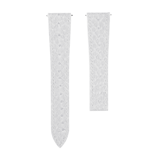 White Salmon Skin Single Fold Watch Strap for Cartier Deployant Clasps