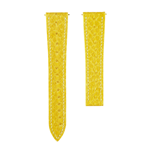 Yellow Salmon Skin Single Fold Watch Strap for Cartier Deployant Clasps