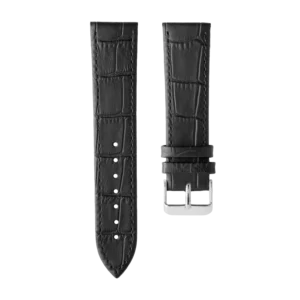 Black Genuine Leather Strap with Embossed Alligator Texture