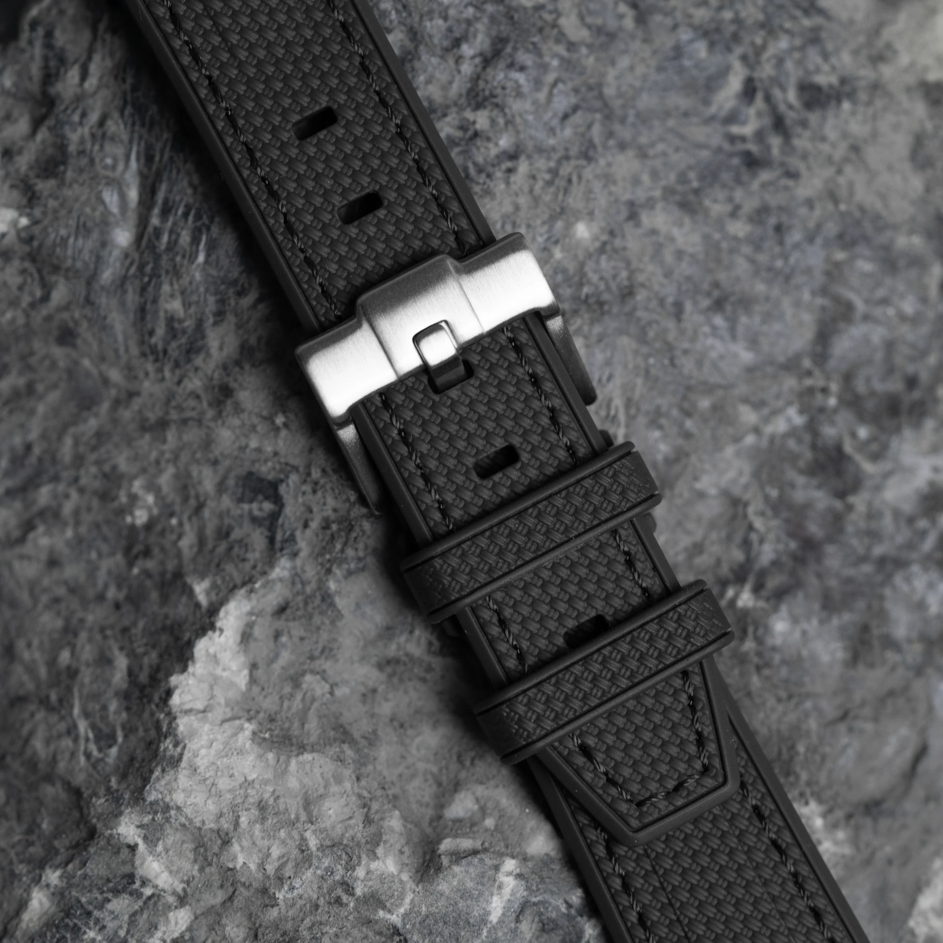 Black Moonwatch Strap with Black Stitching - Image 3