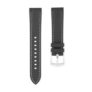Black Silicone Strap with White Stitching