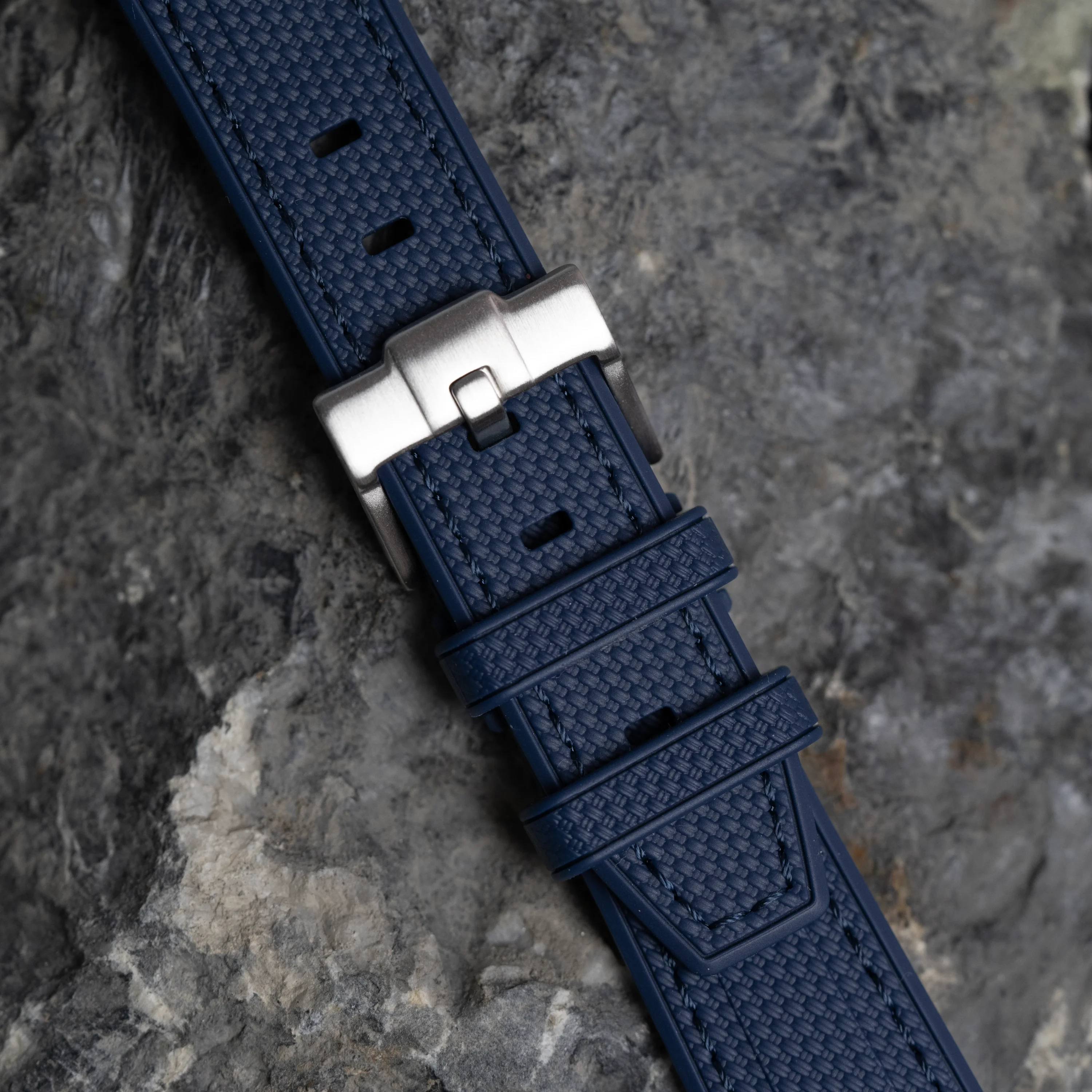 Blue Moonwatch Strap with Blue Stitching - Image 3