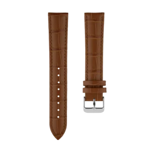 Brown Genuine Leather Strap with Embossed Alligator Texture