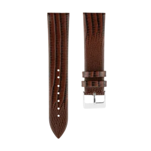 Brown Genuine Leather Strap with Embossed Lizard Texture
