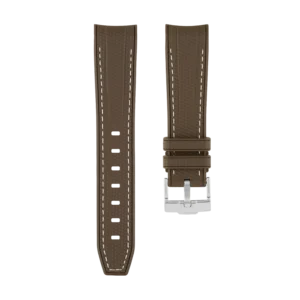 Brown MoonSwatch Strap with White Stitching