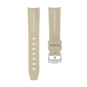 Light Beige MoonSwatch Strap with White Stripe