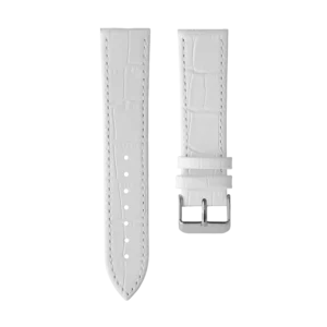 White Genuine Leather Strap with Embossed Alligator Texture