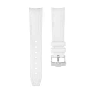 White MoonSwatch Strap with White Stitching