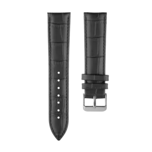 Black Genuine Leather Strap with Embossed Alligator Texture