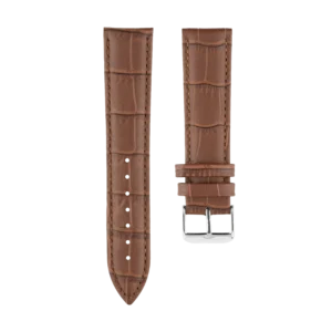 Brown Genuine Leather Strap with Embossed Alligator Texture