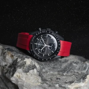 mission to mercury red rubber moonswatch strap