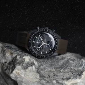 mission to mercury brown rubber moonswatch strap