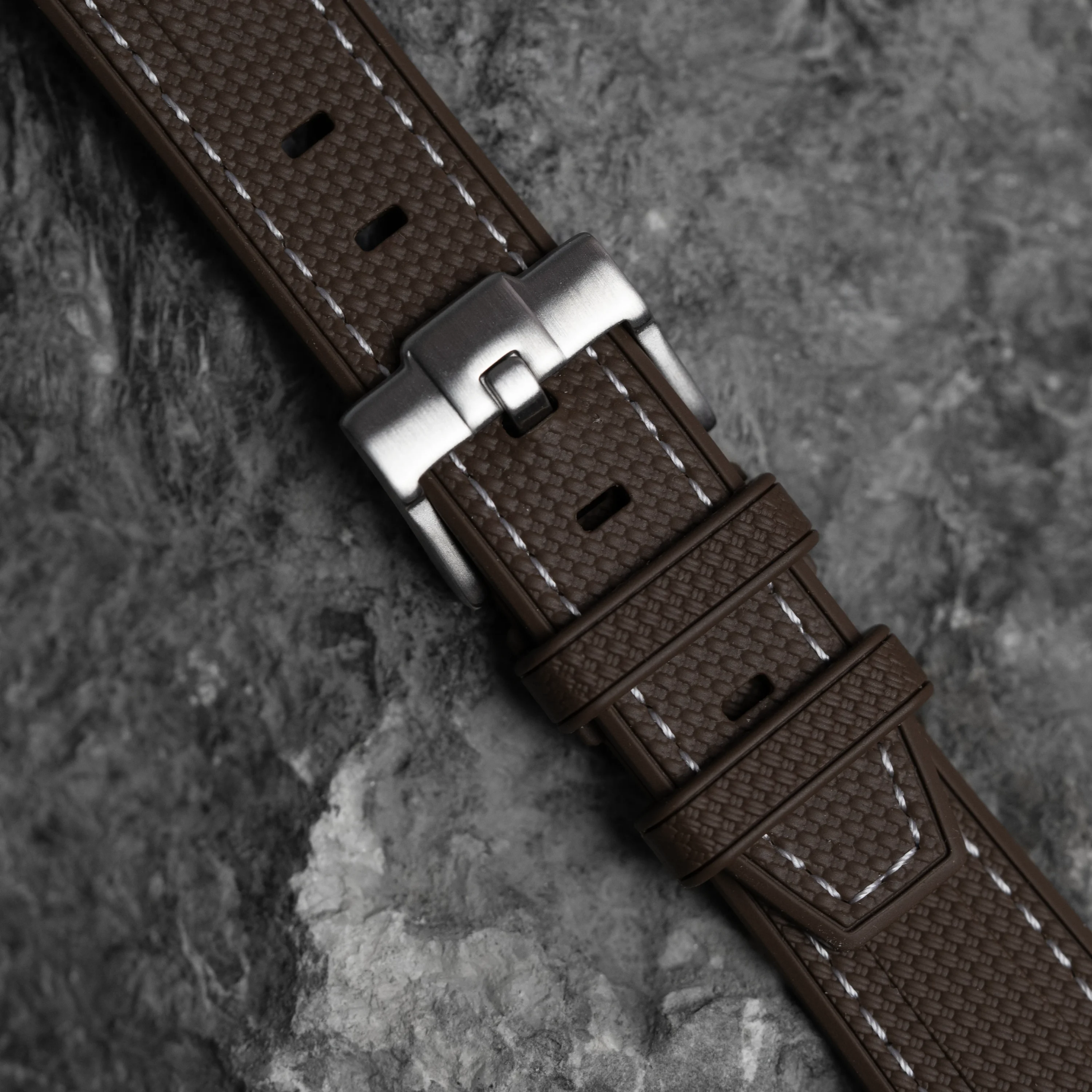 Brown MoonSwatch Strap with White Stitching - Image 4