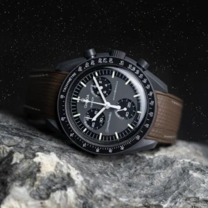 mission to mercury brown rubber moonswatch strap