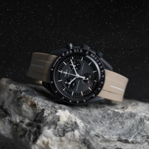 mission to mercury brown rubber moonswatch strap