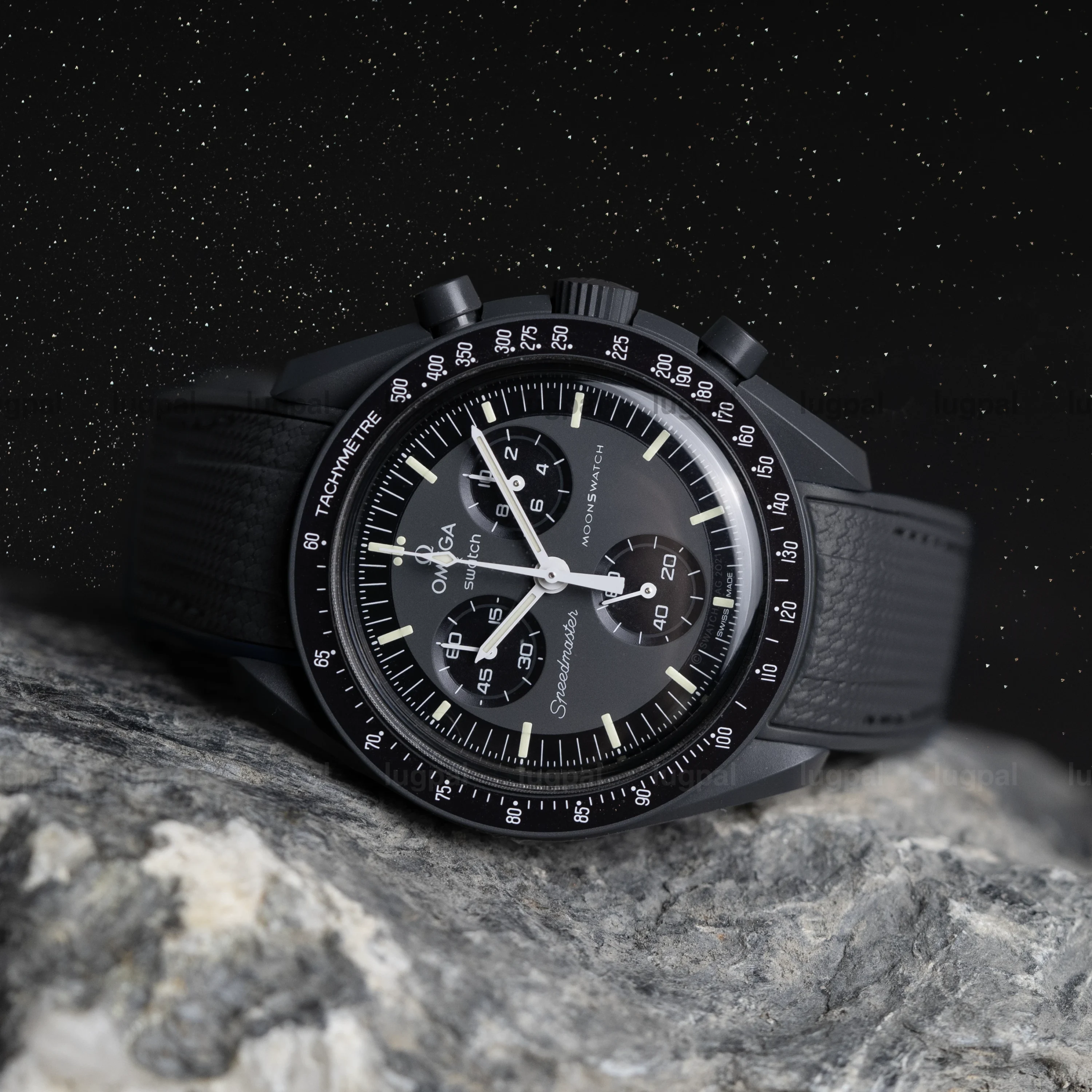 Black MoonSwatch Strap with Black Stitching - Image 2