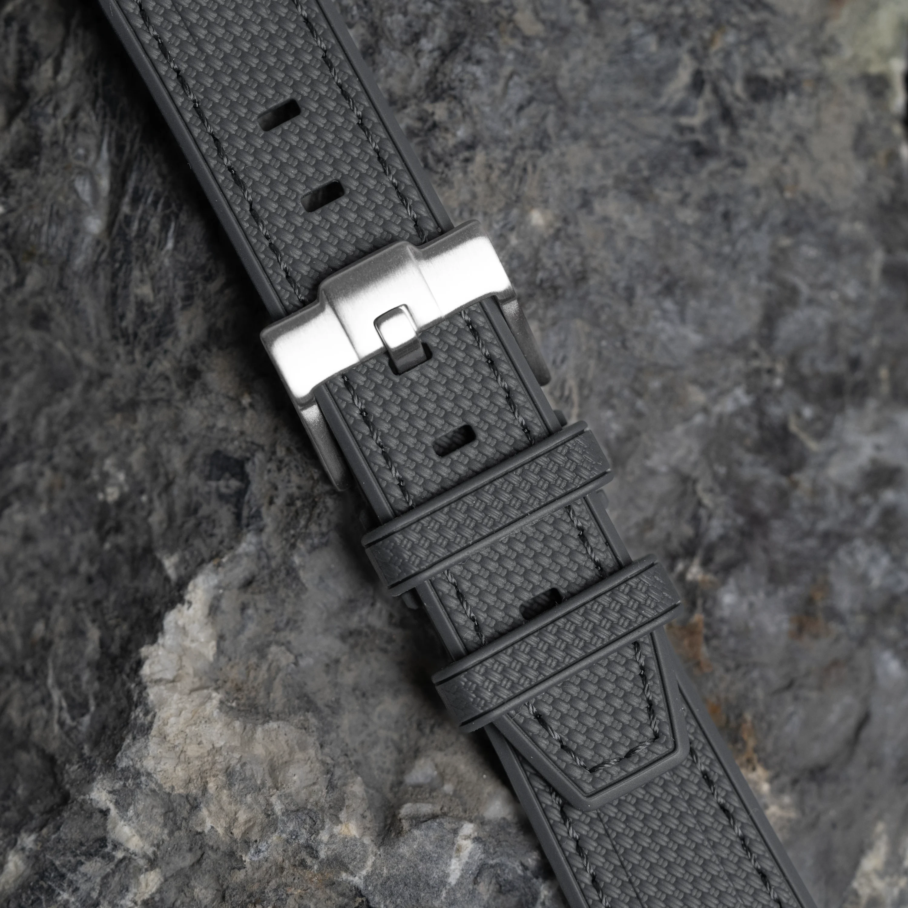 Dark Gray MoonSwatch Strap with Gray Stitching - Image 4