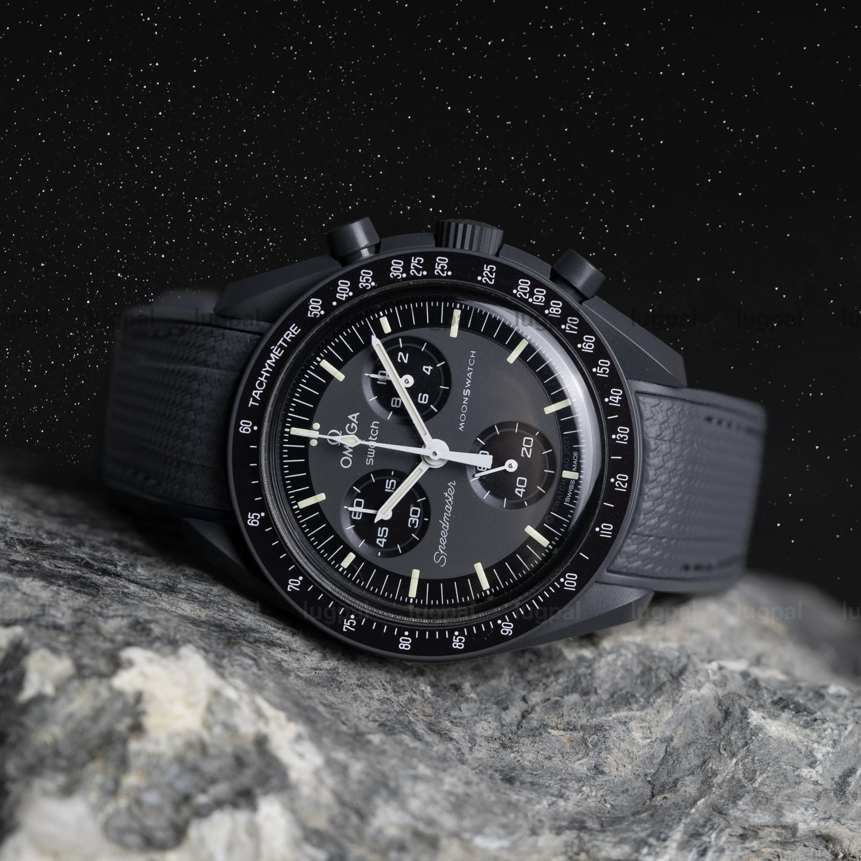 Dark Gray MoonSwatch Strap with Gray Stitching - Image 2