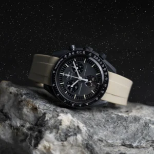 mission to mercury brown rubber moonswatch strap