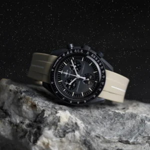 mission to mercury brown rubber moonswatch strap