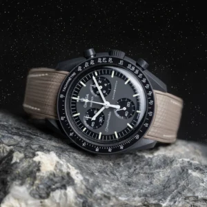 mission to mercury brown rubber moonswatch strap