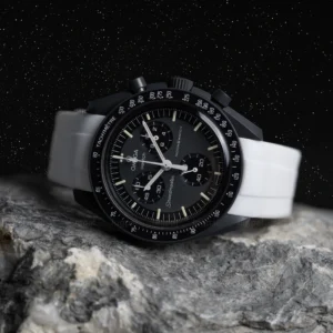 mission to mercury white rubber moonswatch strap