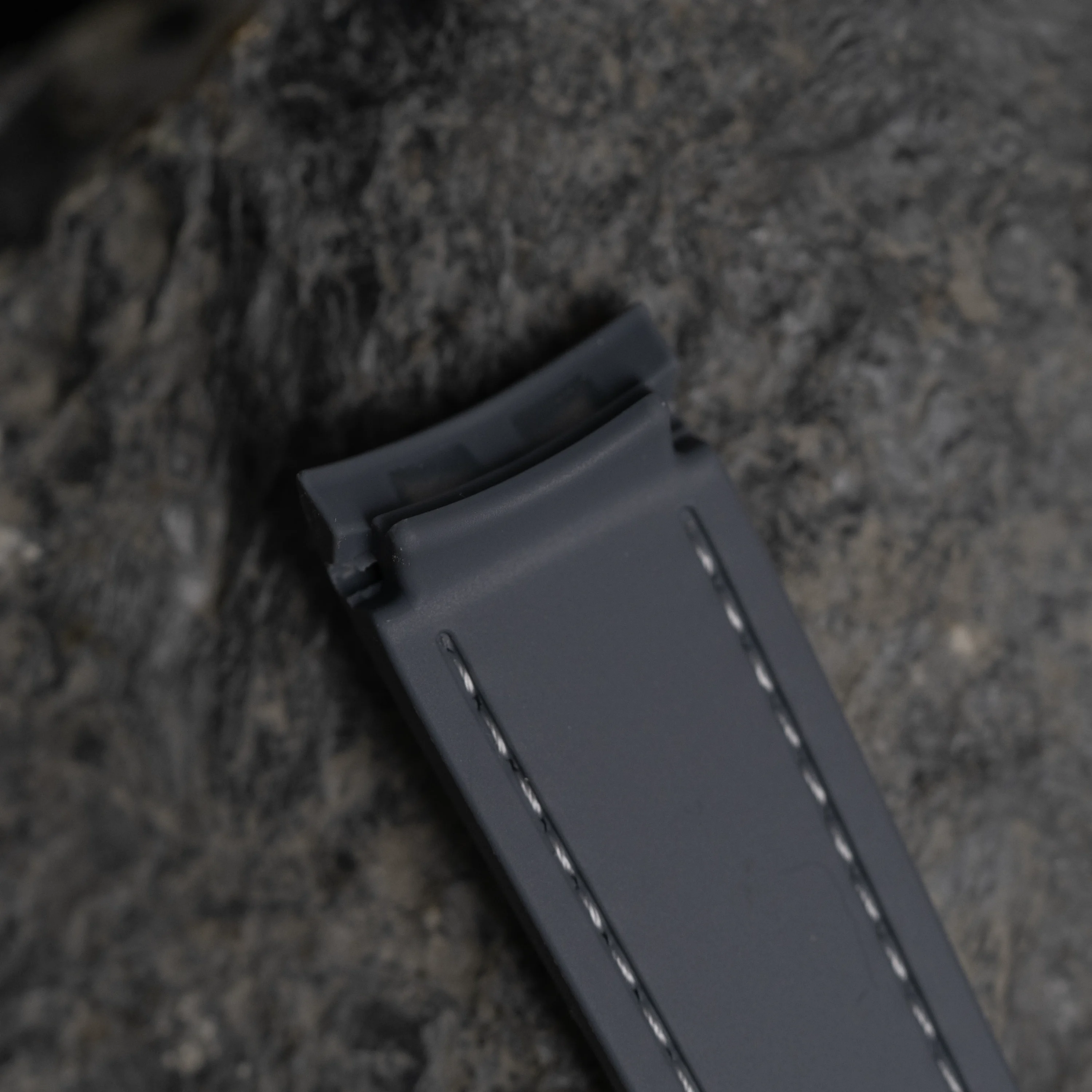 Dark Gray MoonSwatch Strap with White Stitching - Image 3